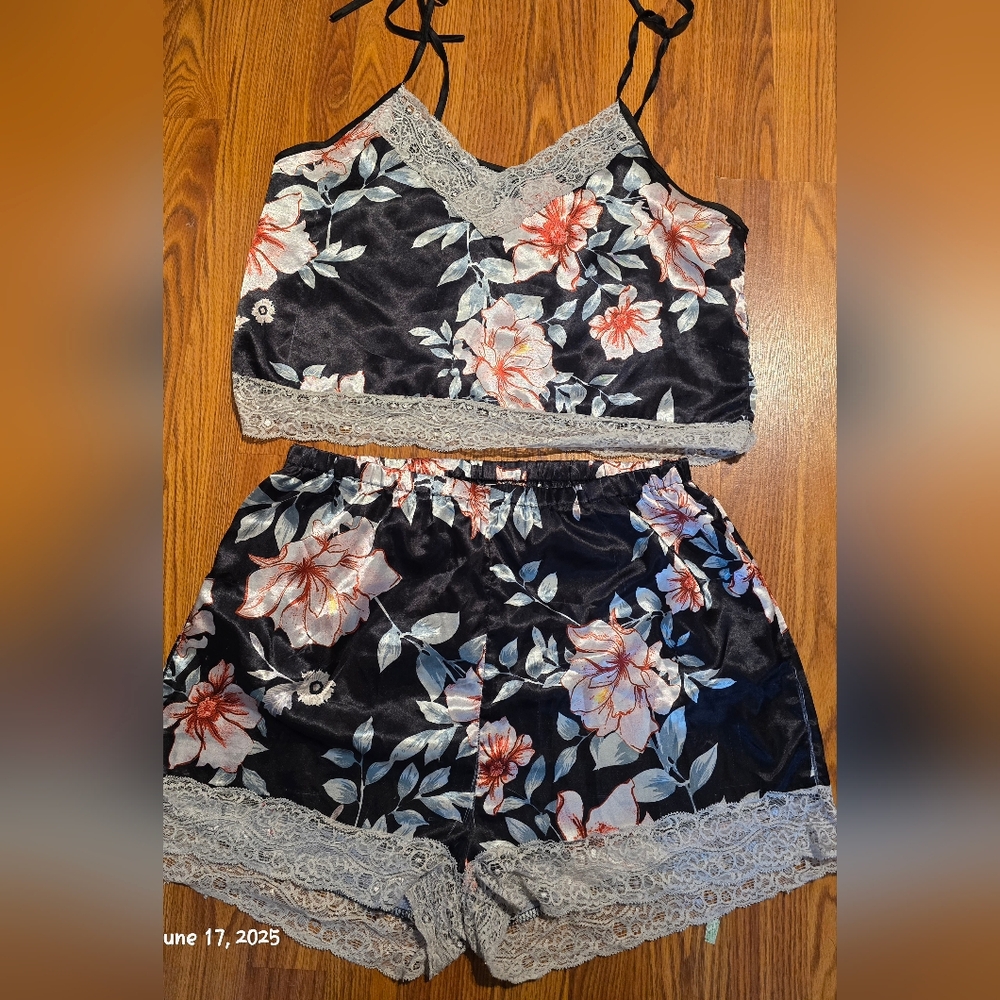 Floral Lace Trim Sleepwear Set